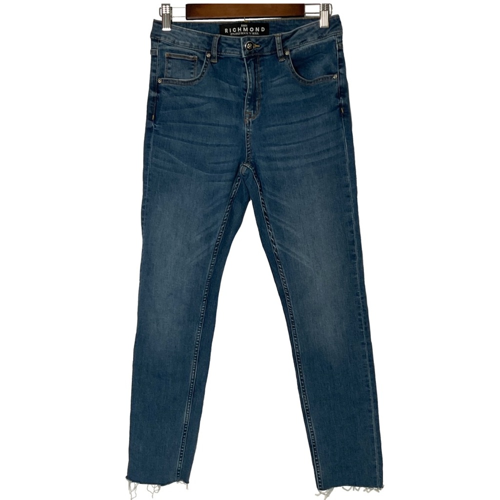 John Richmond Blue Denim Five Pocket Ankle Cropped Jeans; Size 28.